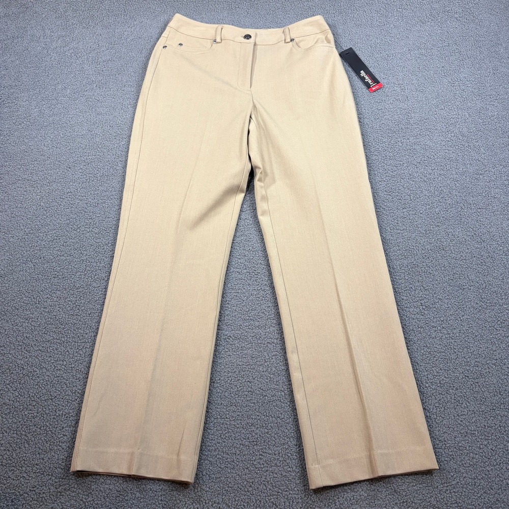 Rafaella Pants Women 6P Taupe Relaxed Fit Textured Stretch PN2644 Business Wear